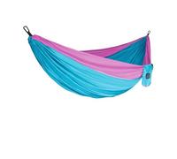 Generico Amaca Portatile da Giardino for Campeggio, Escursionismo e Outdoor, in Tessuto di Nylon for Paracadute, Singola Doppia(Single Blue Pink)
