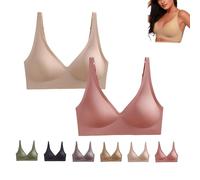 Generico Amaframe Reggiseno Senza Ferretto, Reggiseno Amaframe, Reggiseno Senza Cuciture con Scollo a V Profondo, Morbidi e Confortevoli (IT, Testo, XL, Regular, Regular, Mix-C 2pack)