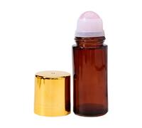 Generico Amber Glass Roller Bottle | 50ml Refillable Essential Oil Container | Natural Crystal Ball Inside For Massage | Travel Size Applicator, Leakproof