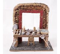 Generico Ambientazione Bancarella Negozi per Presepe Pastori Mestieri Banco dei Venditori per Realizzare Presepi di Natale 15 x 8 x h. 16 cm in resina (Fabbro)