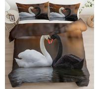 Generico Amore Film Animali Cigni Set Copripiumino 2 Pezzi Set 135 x 200 cm per Ragazzi e Ragazze, Copripiumino Marrone Poliestere Morbida con 1 Federe da 50 x 80 cm per Decorazione Camera
