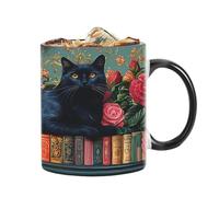 Generico 'amore per i libri - Tazdza da caffè con gatto | da libreria 3D con gatti | Regalo per bibliofili Lettori Bibliotecari Insegnanti decorativa per tè Acqua Libri creativi Design col