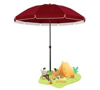 Generico Ampio Ombrellone da Spiaggia per Esterni con Altezza Regolabile | Protezione UV UPF 50+ | Ombrellone da Giardino Portatile per Giardino, Campeggio E Cortile(Red,280cm/9.1ft)