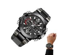 Generico Analog Digital Watch Men | 24x4.8x2cm Waterproof Double Display Watch - Nighttime Visibility Enhancement Luminescent Wristwatch - For Sports Casual Formal Business Office Daily Commuting