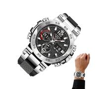 Generico Analog Digital Watch Men | 24x4.8x2cm Waterproof Double Display Watch - Nighttime Visibility Enhancement Luminescent Wristwatch - For Sports Casual Formal Business Office Daily Commuting