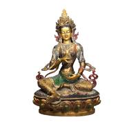 Generico Ancient China's Refined Pure Copper Painted Green Tara Buddha with Exquisite Craftsmanship and Thick Coating