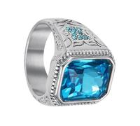Generico Anelli bling per uomini, anelli bling - Anelli delle feste,Dimensione 7/8/9/10/11/12/13 Hiphop Blue Rhinestone Wedding Engagement Promise Jewelry per uomini