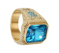 Generico Anelli bling per uomini, anelli bling - Anelli rapper,Dimensione 7/8/9/10/11/12/13 Hiphop Blue Rhinestone Wedding Engagement Promise Jewelry per uomini