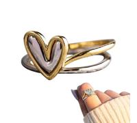 Generico Anelli cardiaci per donne, anello a di cuore | Gioielli per il fidanzamento del matrimonio di Finger Finger di metallo,banda del cuore Ladies Gioielli per gli amanti Coppie