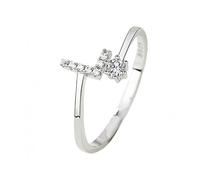 Generico Anelli Con Iniziale In Argento 925 E Zirconi Cubici, Regolabili, Sottili, Impilabili, Aperti, Con Alfabeto Az, Per Donne, Uomini E Ragazze, Con Scatola, Regalo Di Gioielli, Lettera L