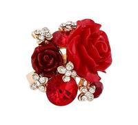 Generico Anelli con Rosa da Donna - Anelli con Rosa | Anello di promessa | Anello rosas rossa, Anellos rosas esagerato, Anellos regolabile con ro-sa rossa per donne e ragazze, avvolgente floreale per
