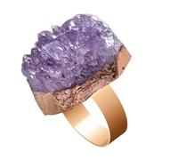 Generico Anelli da donna con ametista grezza viola, anello regolabile da donna,Anello con ametista naturale regolabile - Gioielli da con anello in di grezza per colleghi di amici di famiglia
