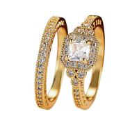 Generico Anelli Donna Argento 925 Anelli per donne Combinazione creativa Set di di fidanzamento per matrimonio due in uno con zirconi cubici Anello Donna Cuore (K, B)