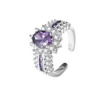 Generico Anelli per donna Anello in argento placcato in acciaio inossidabile con promessa per donna Anello regolabile con pollice impilabile Zirconia cubica per lei Caramelle Anelli (Silver, One Size)