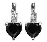 Generico Anelli per Orecchini Shaped Zircon Multi Color Fashion Simple Earrings Fashion Earrings Zircon Ear Peach Heart Multi Color Jewelry Orecchini Cerchio in Oro Bianco (Black, One Size)