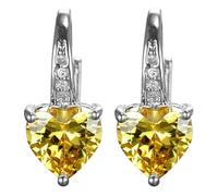 Generico Anelli per Orecchini Shaped Zircon Multi Color Fashion Simple Earrings Fashion Earrings Zircon Ear Peach Heart Multi Color Jewelry Orecchini Cerchio in Oro Bianco (Yellow, One Size)