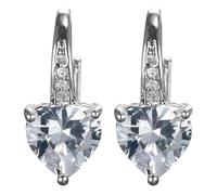 Generico Anelli per Orecchini Shaped Zircon Multi Color Fashion Simple Earrings Fashion Earrings Zircon Ear Peach Heart Multi Color Jewelry Orecchini Cerchio in Oro Bianco (White, One Size)