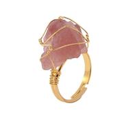 Generico Anelli Regolabili Donna, Anelli Con Pietre Preziose Di Cristallo Irregolari, Anelli Con Pietre Avvolte In Filo Dorato Regolabili, Anello Dell'Eternità Reiki Balance, Gioielli Affascinanti,