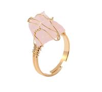 Generico Anelli Regolabili Donna, Anelli Con Pietre Preziose Di Cristallo Irregolari, Anelli Con Pietre Avvolte In Filo Dorato Regolabili, Anello Dell'Eternità Reiki Balance, Gioielli Affascinanti,