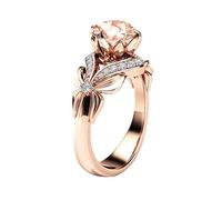 Generico Anello con fiocco alla moda in Europa e negli Stati Uniti per donna Anello con zirconi in oro rosa placcato rame (Gold, 10)