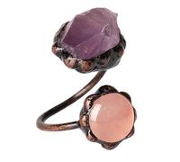Generico Anello Donna Regolabile, Anelli Di Cristallo Chakra, Anello Dell'Eternità Con Pietre Preziose E Bilanciamento Reiki, Anello Regolabile Con Doppia Pietra Impilabile, Gioielli Per