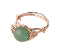 Generico Anello Donna Regolabile, Anelli Regolabili Con Filo Dorato Avvolto, Anelli Con Perline Rotonde E Pietre Preziose Di Cristallo, Anello Dell'Eternità Per L'Equilibrio Reiki, Gioielli Con Cha