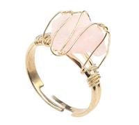 Generico Anello Donna Regolabile, Anelli Regolabili Con Filo Dorato Avvolto, Anelli Con Pietre Preziose Di Cristallo Irregolari, Anello Dell'Eternità Per Equilibrio Reiki, Gioielli Affascinanti, Re