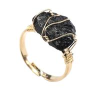 Generico Anello Donna Regolabile, Anelli Regolabili Con Filo Dorato Avvolto, Anelli Con Pietre Preziose Di Cristallo Irregolari, Anello Dell'Eternità Per Equilibrio Reiki, Gioielli Affascinanti, Re