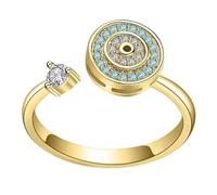Generico Anello Fidget da donna - Anelli aperti regolabili con pietra di luna per gli occhi | Antistress rotante dal design amichevole: anello rotante per il, adatto come regalo di gioielli antistres