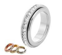 Generico Anello Girevole Scintillante, Anello Antistress e Antiansia, Girevole per Alleviare la Tensione, Impermeabile e Inossidabile, Simbolo di Promesse e Fortuna per l'Uso Quotidiano (Argento,11)