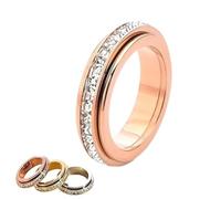 Generico Anello Girevole Scintillante, Anello Antistress e Antiansia, Girevole per Alleviare la Tensione, Impermeabile e Inossidabile, Simbolo di Promesse e Fortuna per l'Uso Quotidiano (Oro rosa,6)
