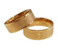 Generico Anello Italiano Ave Maria Acciaio Inossidabile Padre Nostro 18 19 20 21 Oro