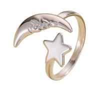 Generico Anello Luna e Stella - Dove la magia celeste incontra l'artigianato terrestre, anello aperto con motivo a stella e luna, gioielli regalo ispiratori per lei (Silver)