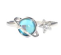 Generico Anello Luna e Stella per Mia Figlia, Anello Pianeta Girevole, Anelli Fidget per Alleviare Ansia e Stress, Gioiello Planetario Regolabile per Di-to, per Donne, Adolescenti, Ragazze