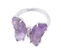 Generico Anello Regolabile Donna, Anello A Farfalla In Cristallo Per Donne, Ragazze Adolescenti, Anello Con Pietra Portafortuna, Regolabile, Fatto A Mano, Con Fascia Per Il Pollice, Colore Argento/O