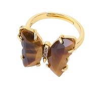 Generico Anello Regolabile Donna, Anello A Farfalla In Cristallo Per Donne, Ragazze Adolescenti, Anello Con Pietra Portafortuna, Regolabile, Fatto A Mano, Con Fascia Per Il Pollice, Colore Argento/O