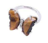 Generico Anello Regolabile Donna, Anello A Farfalla In Cristallo Per Donne, Ragazze Adolescenti, Anello Con Pietra Portafortuna, Regolabile, Fatto A Mano, Con Fascia Per Il Pollice, Colore Argento/O