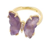 Generico Anello Regolabile Donna, Anello A Farfalla In Cristallo Per Donne, Ragazze Adolescenti, Anello Con Pietra Portafortuna, Regolabile, Fatto A Mano, Con Fascia Per Il Pollice, Colore Argento/O