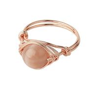 Generico Anello Regolabile Donna, Anello Con Pietra Con Perline Convesse - Anello Da Donna In Cristallo Reiki Color Oro Rosa, Regolabile, Fatto A Mano, Fascia Per Il Pollice Da Cocktail, Per Gioiell