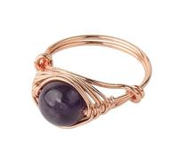 Generico Anello Regolabile Donna, Anello Con Pietra Con Perline Convesse - Anello Da Donna In Cristallo Reiki Color Oro Rosa, Regolabile, Fatto A Mano, Fascia Per Il Pollice Da Cocktail, Per Gioiell