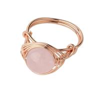 Generico Anello Regolabile Donna, Anello Con Pietra Con Perline Convesse - Anello Da Donna In Cristallo Reiki Color Oro Rosa, Regolabile, Fatto A Mano, Fascia Per Il Pollice Da Cocktail, Per Gioiell