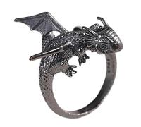 Generico Anello regolabile retrò | Fantastico anello gotico | Punk aperto alla placcato argento per uomo donna, piccoli anelli a forma di drago dal design aperto regolabile, ind