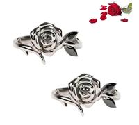 Generico Anello Solid As F*ck Black Rose Self-Love, Anello Blowing From Darkness Black Rose, Gioielli Personalizzati Ispiratori per Donna (2pc,8)