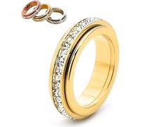 Generico Anello Spinner Scintillante, Anello Ansia con Zirconi Cubici, Gioielli Fidget per Sollievo dallo Stress, Fascia Promessa di Nozze per Donne e Uomini (Gold,10)
