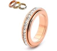 Generico Anello Spinner Scintillante, Anello Ansia con Zirconi Cubici, Gioielli Fidget per Sollievo dallo Stress, Fascia Promessa di Nozze per Donne e Uomini (Rose Gold,7)