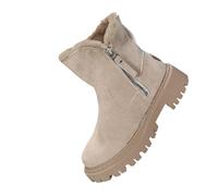 Generico Anfibi Pelle Donna Stivali con Pelliccia Donna Scarpe invernali comode in cotone antiscivolo per le donne stivali da neve Waetpoof Scarponcini con Pelo Donna Stivali Termici Donna (Beige, 39)