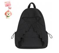 Generico Angel Wing Backpack, Wing Themed Nylon Daypack with Zipper (Black)