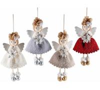 Generico Angeli Natalizi gambelunghe con Stella di Natale e decori da Appendere, Set 8 Pezzi, cm 10 x 3 x 18 H, addobbi di Natale, Decorazione per la casa, Idea Regalo