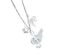 Generico Angelica sognante con collana note musicali Catena alla | angelica con note musicali Collana in stile retrò Accessorio per gioielli con catena delicata per le