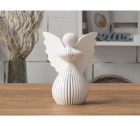 Generico Angelo di Natale in PLA 8 cm - Decorazione natalizia per albero e casa, stampata in 3D, idea regalo artigianale - Made in Italy (Bianco)